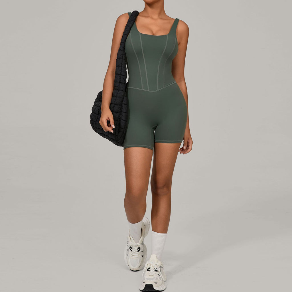 Quick-Dry Bare-Feel Yoga Jumpsuit Adjustable Straps Backless Gym Wear