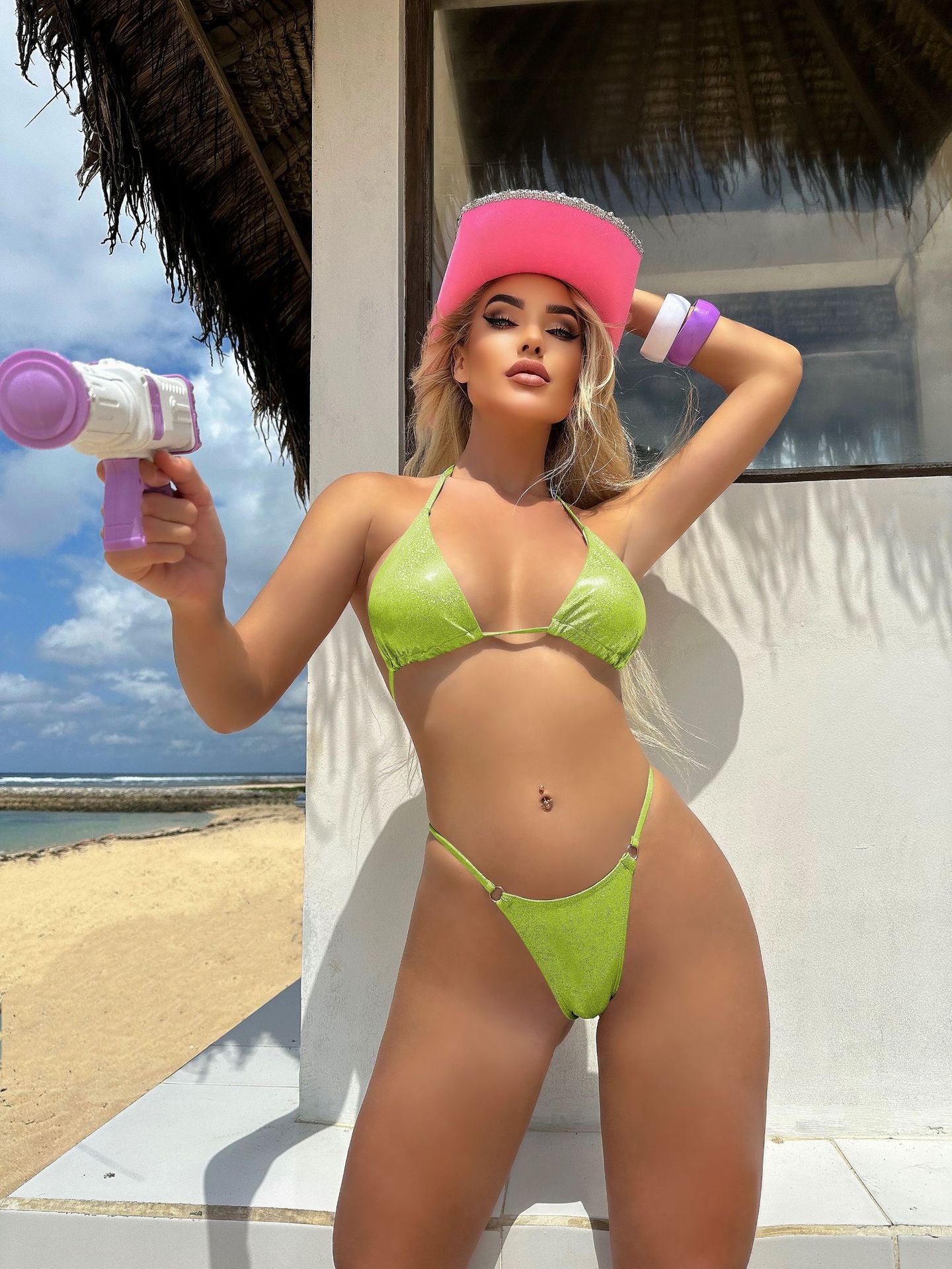 2026 Summer Sexy Star Sequin Bikini Set Two Piece Shiny Split Swimsuit Beachwear