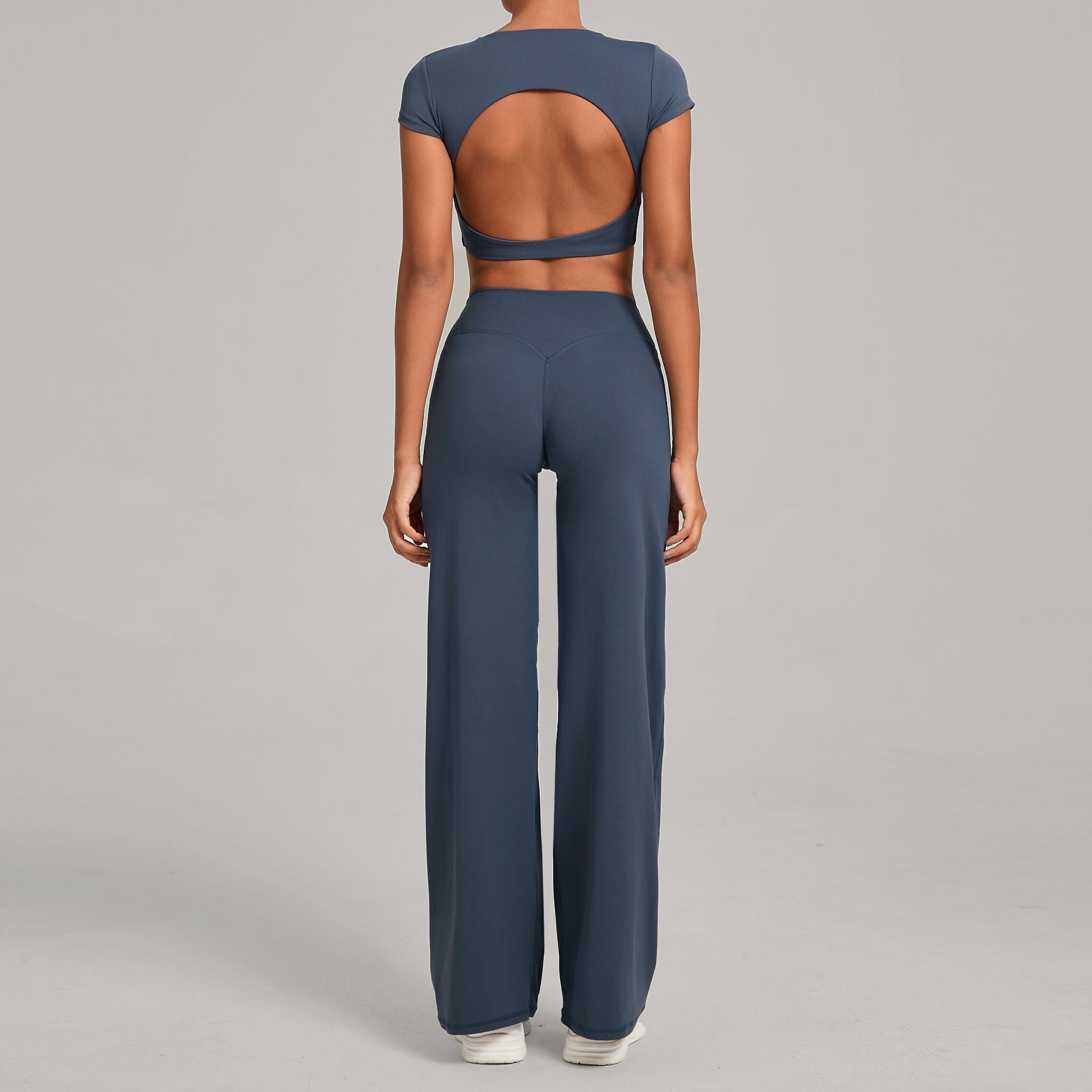 Backless Slim Fit Yoga Set | Quick-Dry Straight-Leg Pants Running & Training Two-Piece