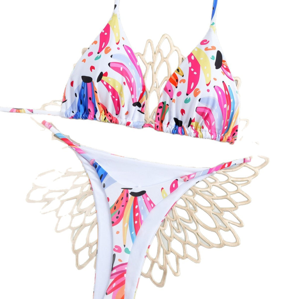 2026 Digital Print Bikini Three-Piece Set | High-Waist Boyshort Hot Spring Swimwear