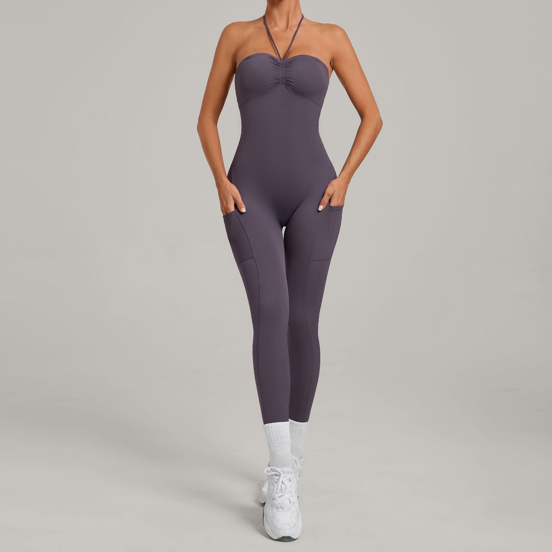 Multi-Way Wear Running Fitness Jumpsuit Side Pocket Yoga One-Piece
