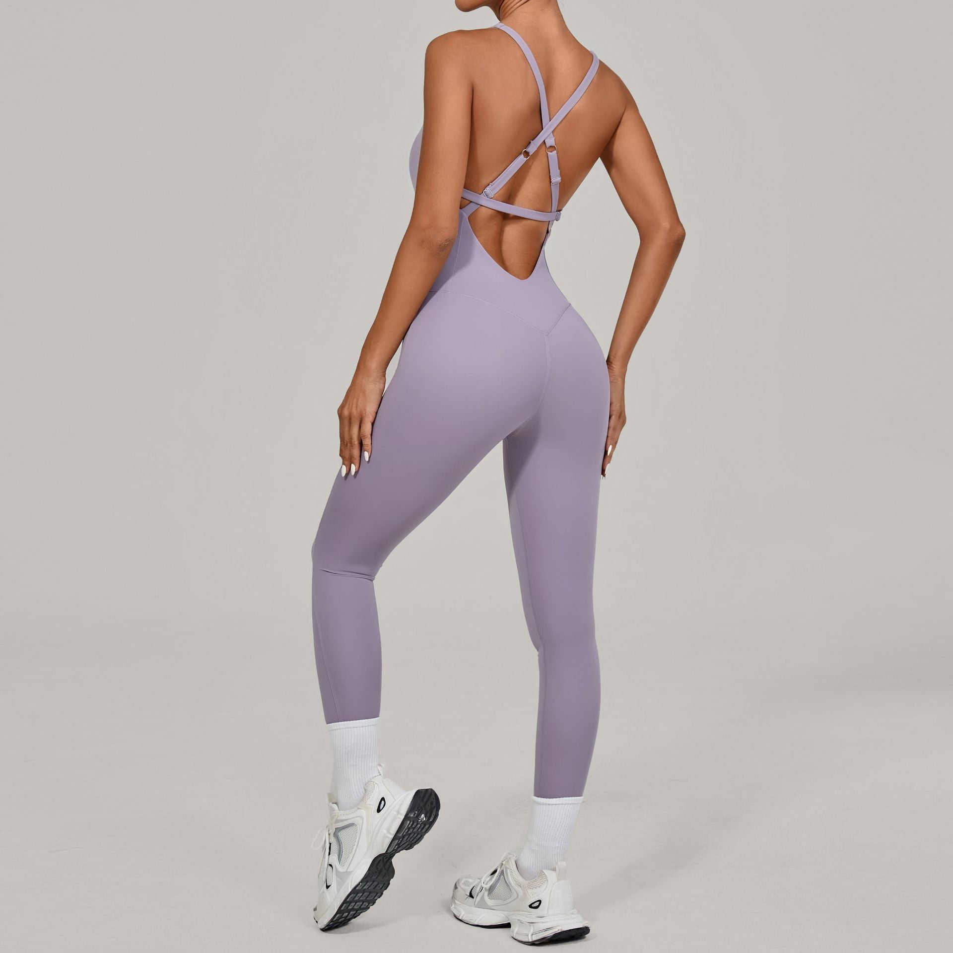 Adjustable Strap Yoga Jumpsuit Dance Backless Tight Fitness Wear