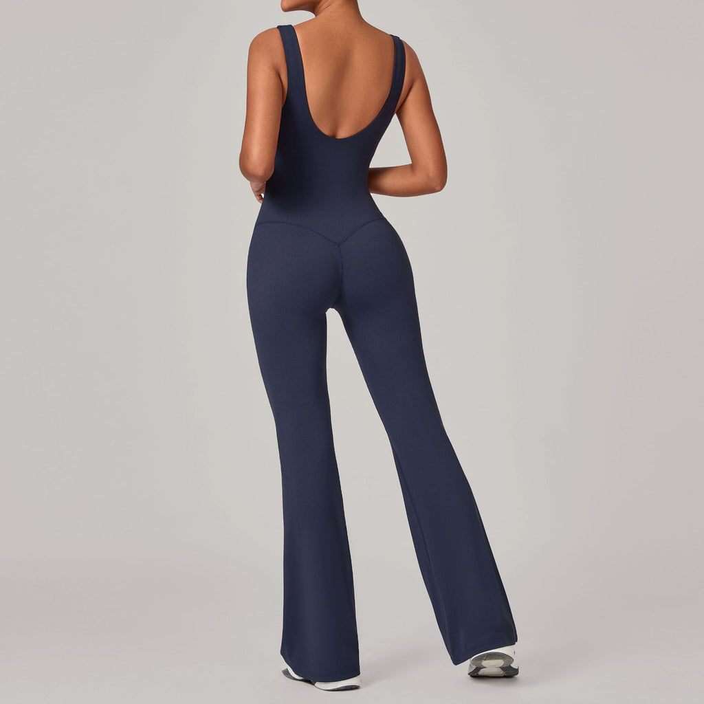 Flared Yoga Jumpsuit One-Piece Tight Wide-Leg Running Fitness Wear