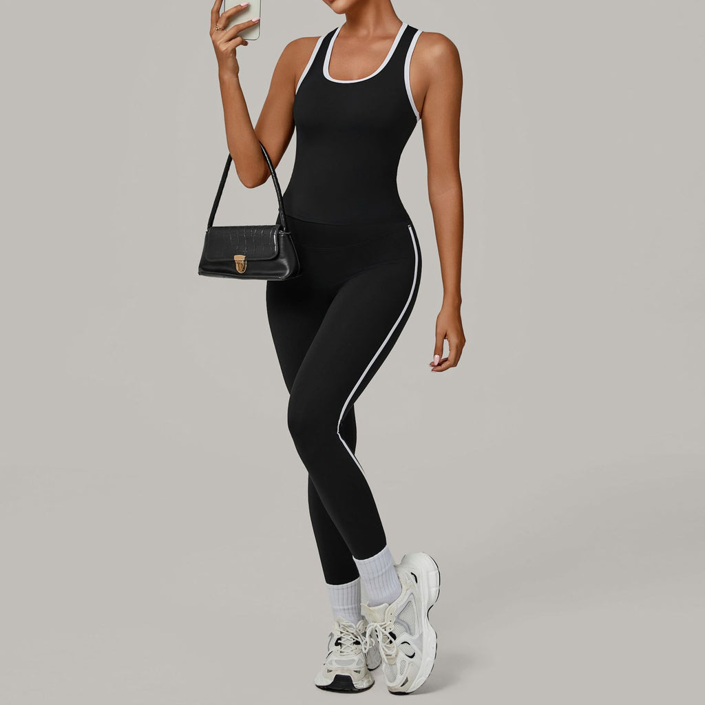 Contrast Patchwork Sports Set | Second-Skin Compression Running Yoga Outfit