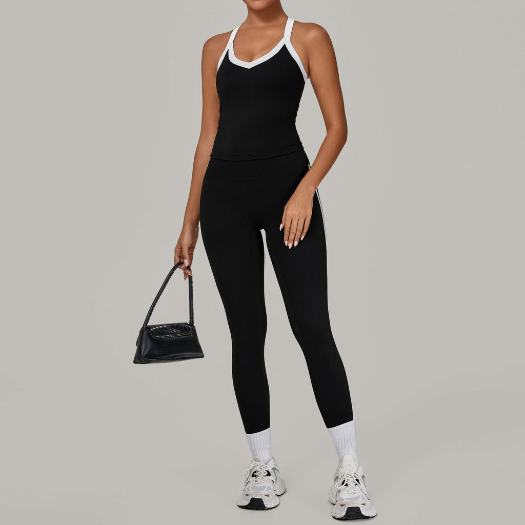 Contrast Trim Yoga Set for Women | Second-Skin Compression Fitness Outfit 3230+4601