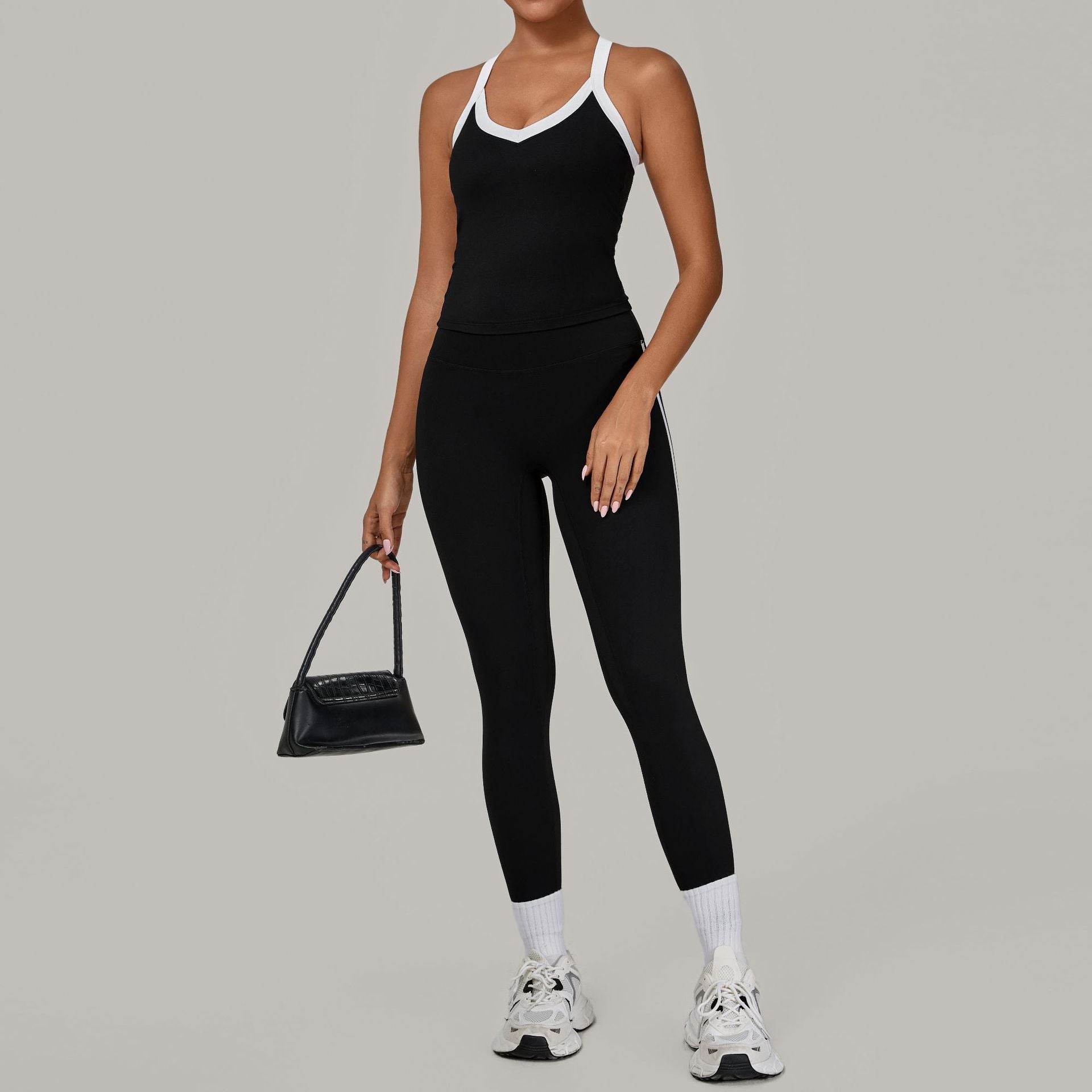 Contrast Trim Yoga Set for Women | Second-Skin Compression Fitness Outfit 3230+4601