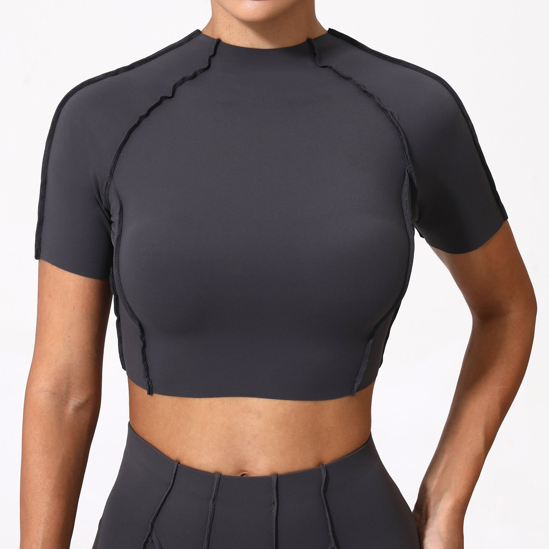 3D Seam Sculpting Yoga Tee｜Slim-Fit No-Bra High-Stretch Lightweight Fitness Top