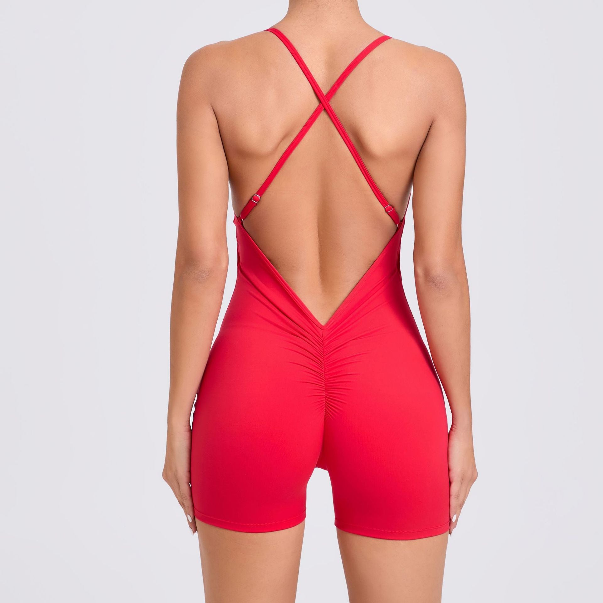 Quick-Dry Bare-Feel Yoga Jumpsuit Back Sculpting Running Fitness Bodysuit