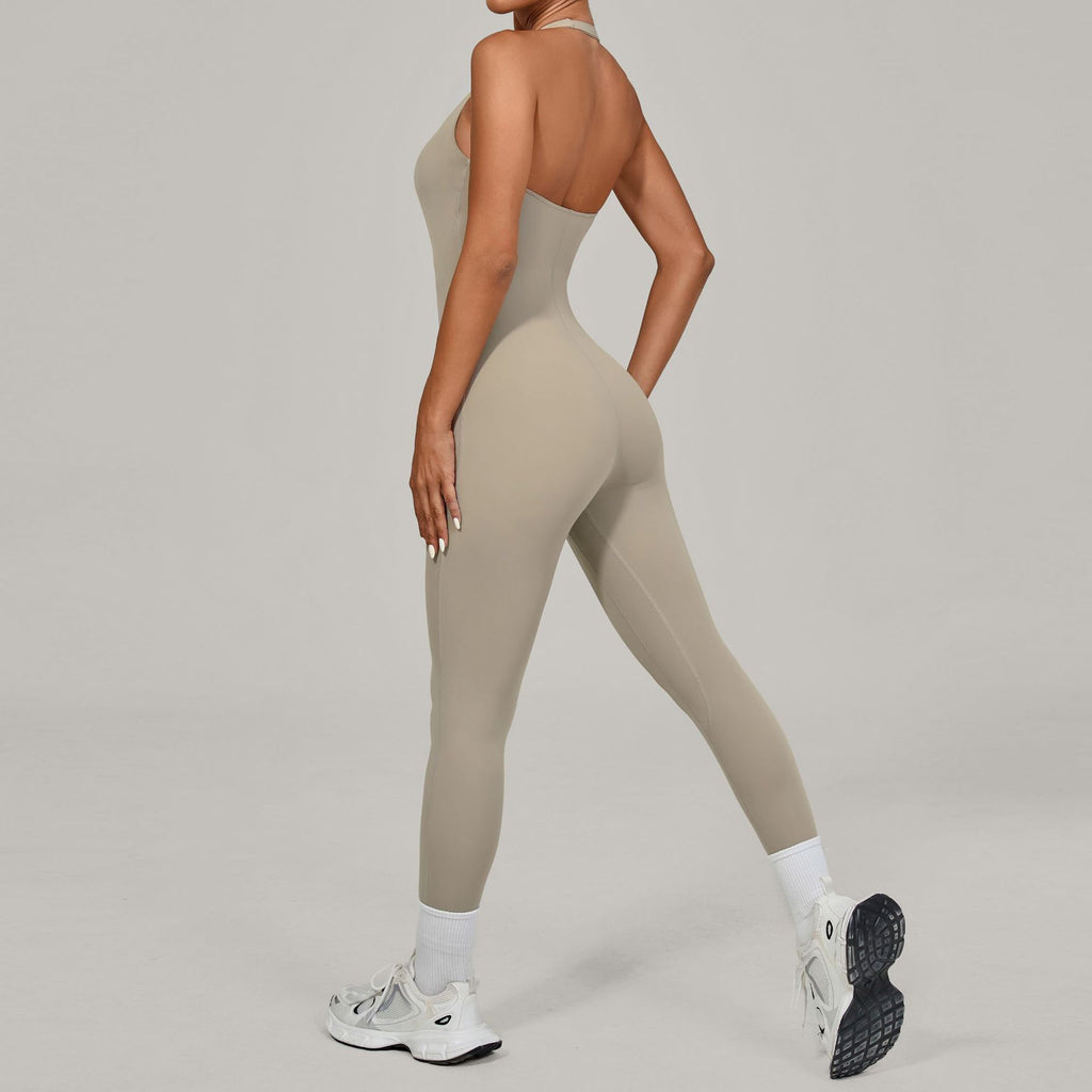Halter Neck Yoga Jumpsuit Outdoor Dance Fitness Tight Bodysuit