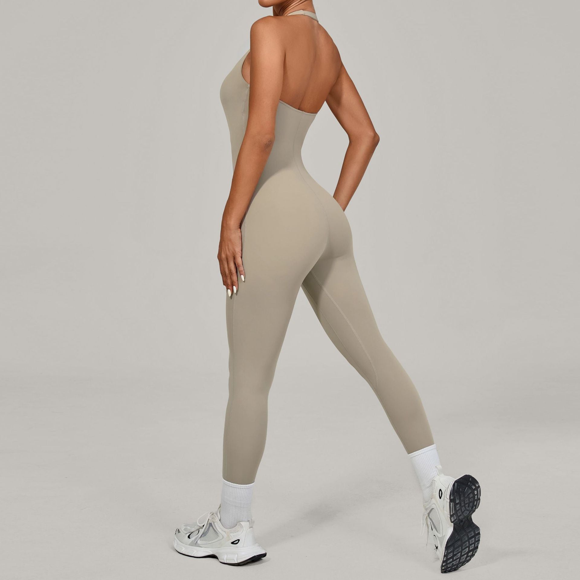 Halter Neck Yoga Jumpsuit Outdoor Dance Fitness Tight Bodysuit