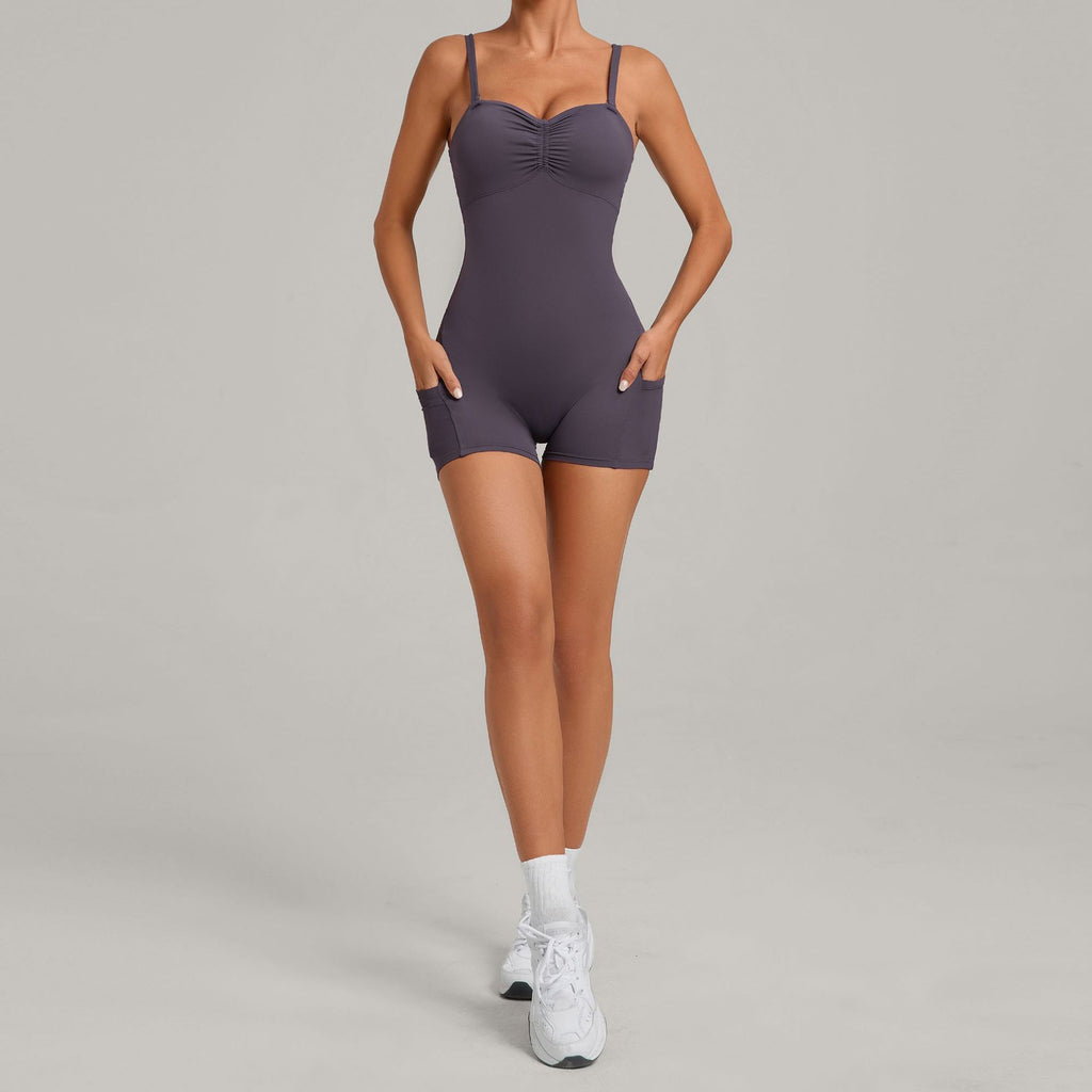 Multi-Way Wear Yoga Jumpsuit Side Pocket Running Fitness Bodysuit