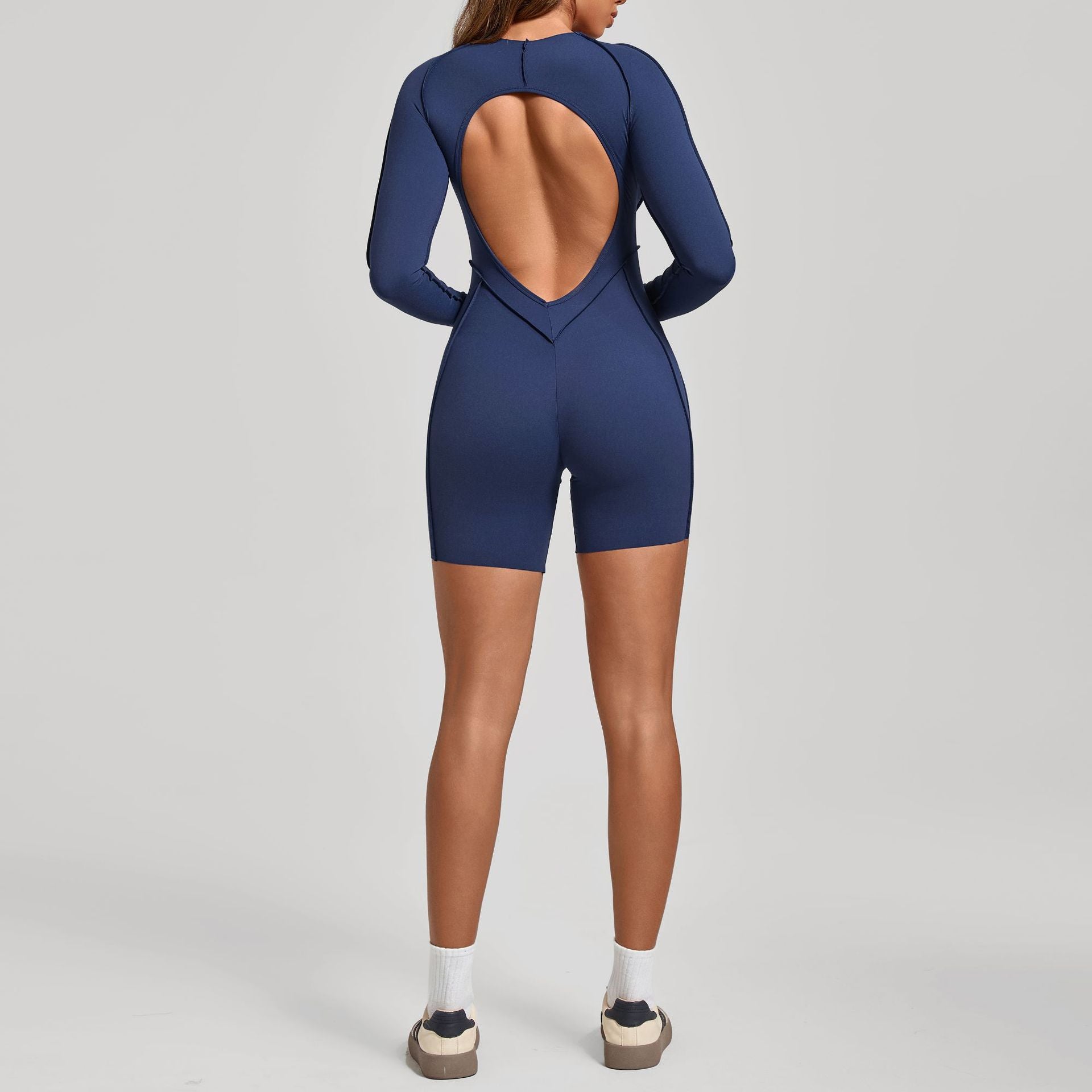 3D Seam Long Sleeve Yoga Jumpsuit Backless Tight Fitness Bodysuit