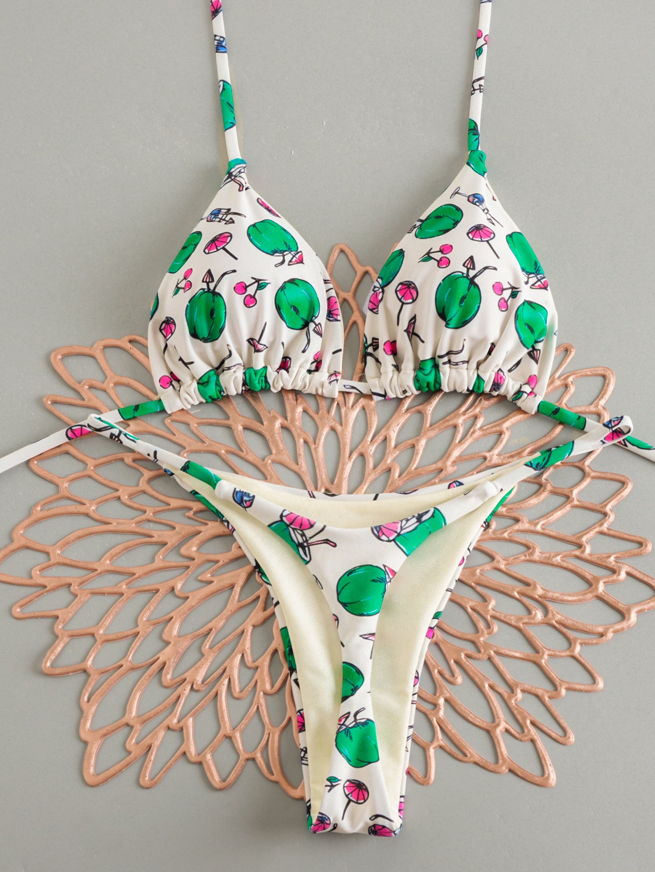 2026 Solid Color Nylon Heart Bikini Set | Low-Waist Tie Fashion Swimwear