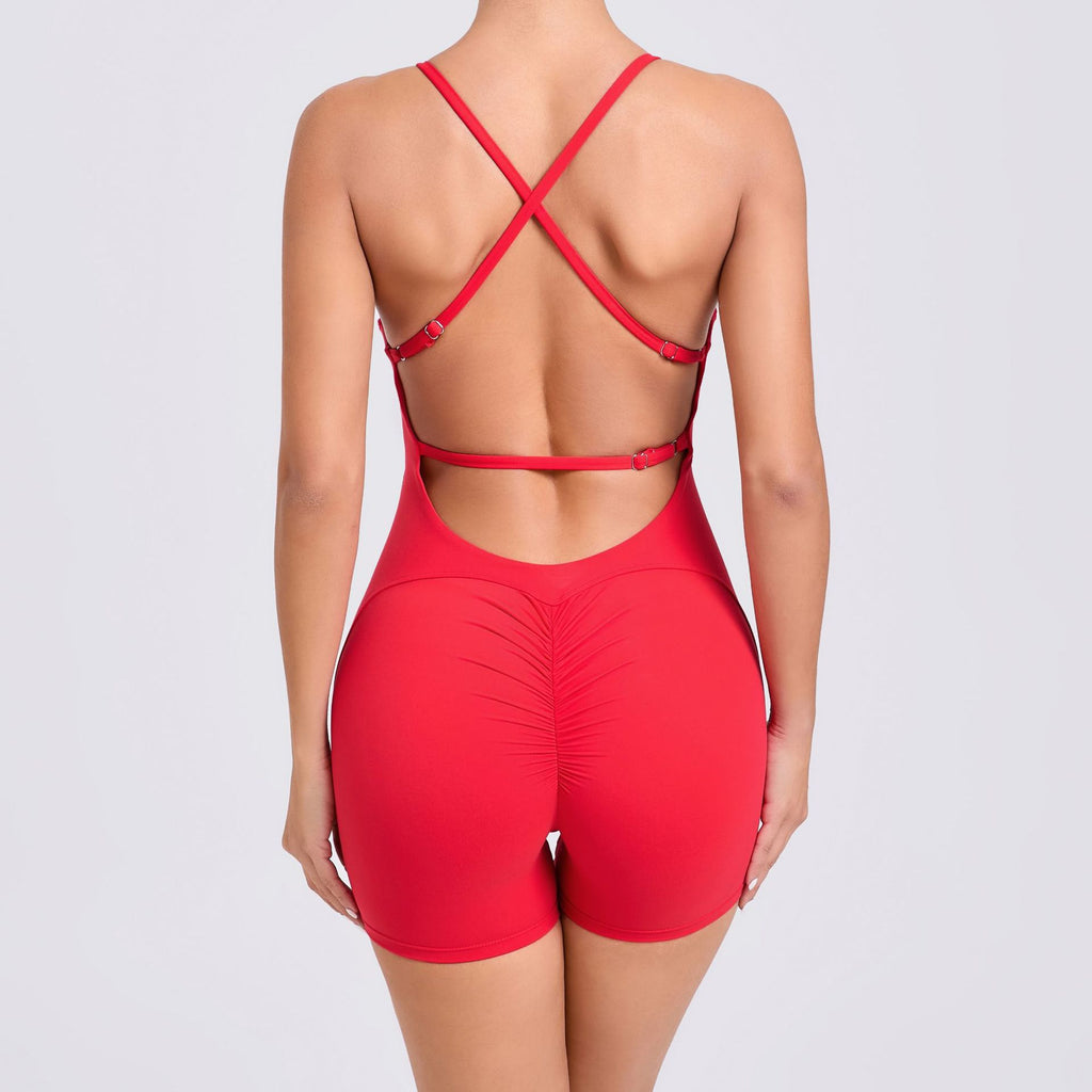 Scrunch Butt Backless Yoga Jumpsuit Running Quick-Dry Gym Bodysuit