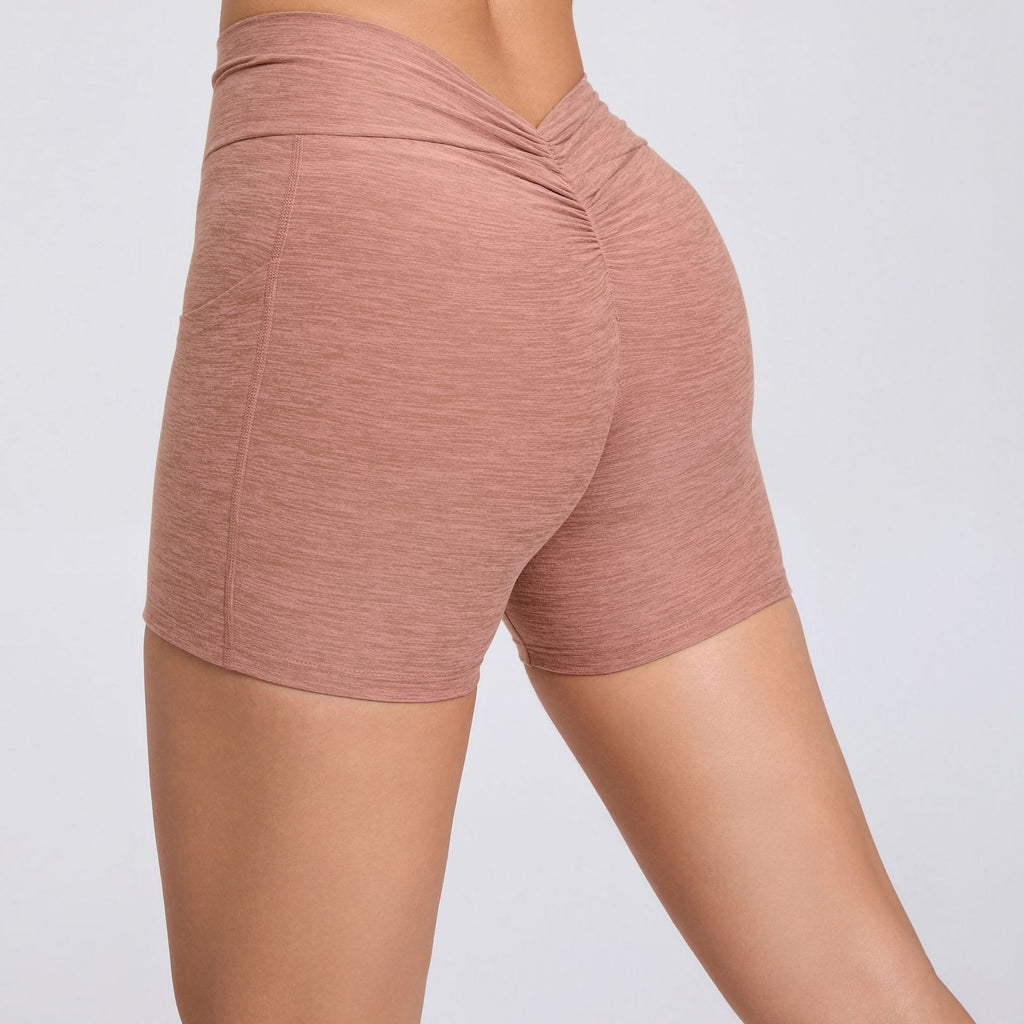 Scrunch Butt High-Waist Yoga Shorts Stretch Side Pocket Running Fitness Shorts