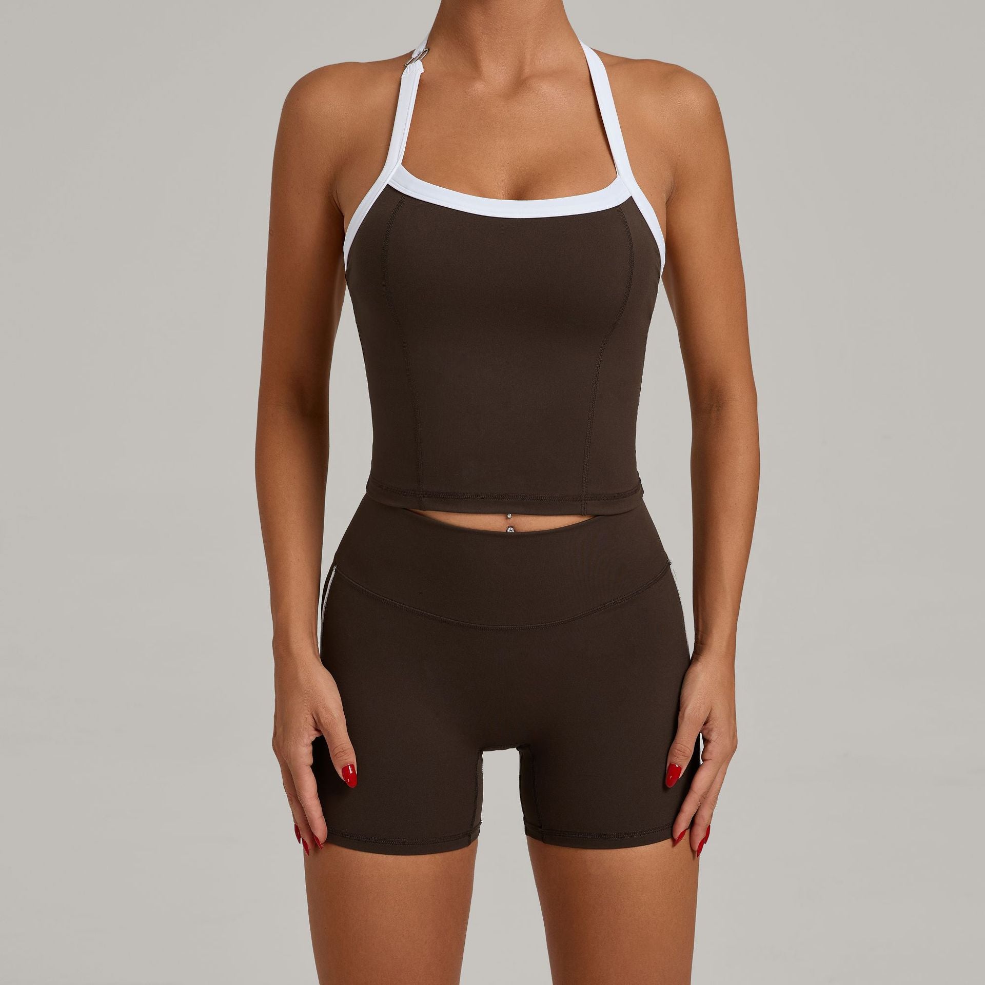 Brushed Compression Yoga Set | Quick-Dry Outdoor Running Fitness Outfit