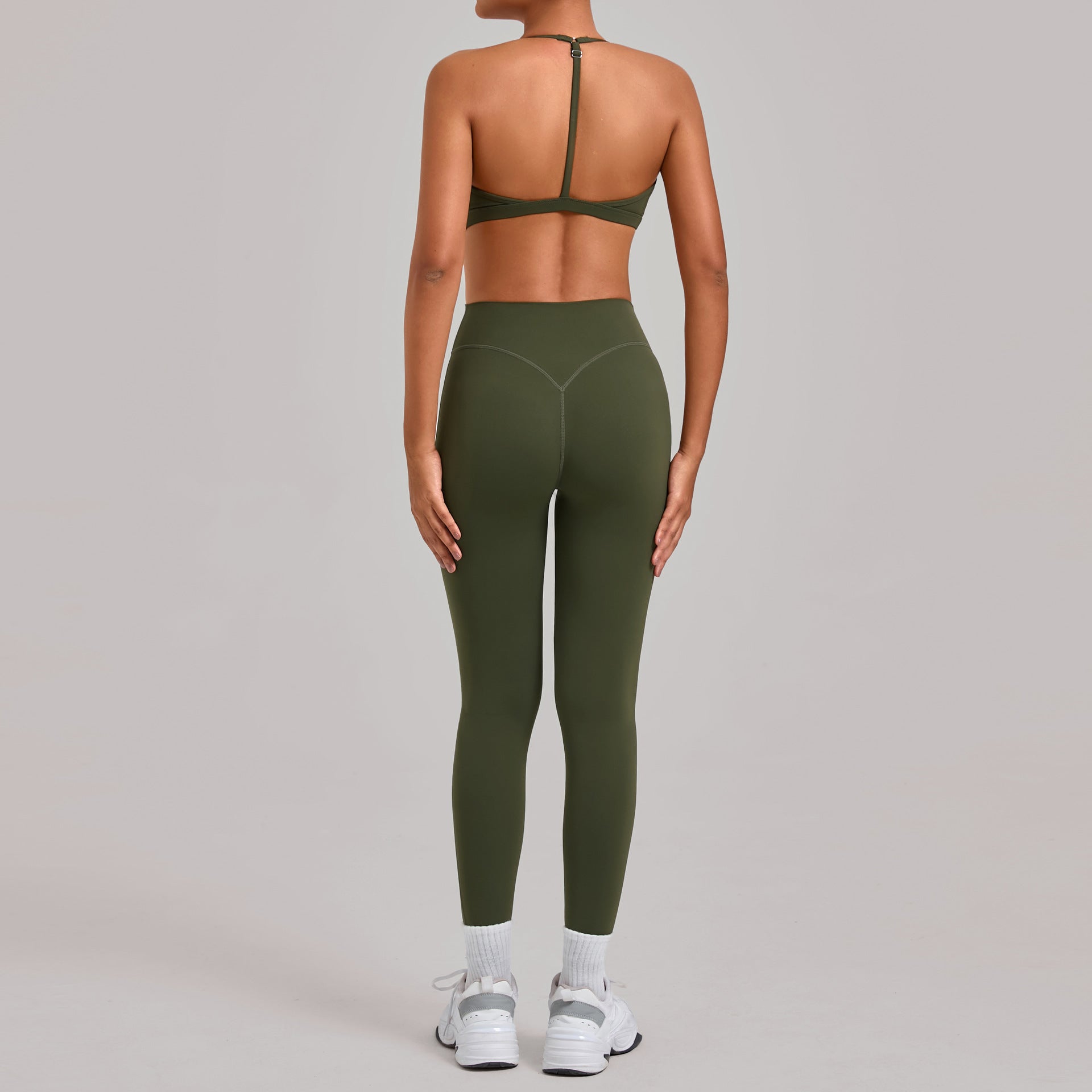 Cut-Out Cross Back Yoga Set | Shockproof Running Fitness Casual Two-Piece