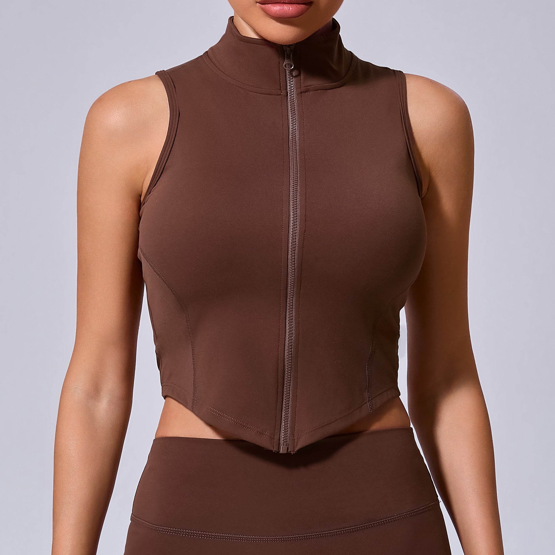 Sleeveless High Neck Zip-Up Sports Vest for Women | Yoga & Running Quick-Dry Jacket