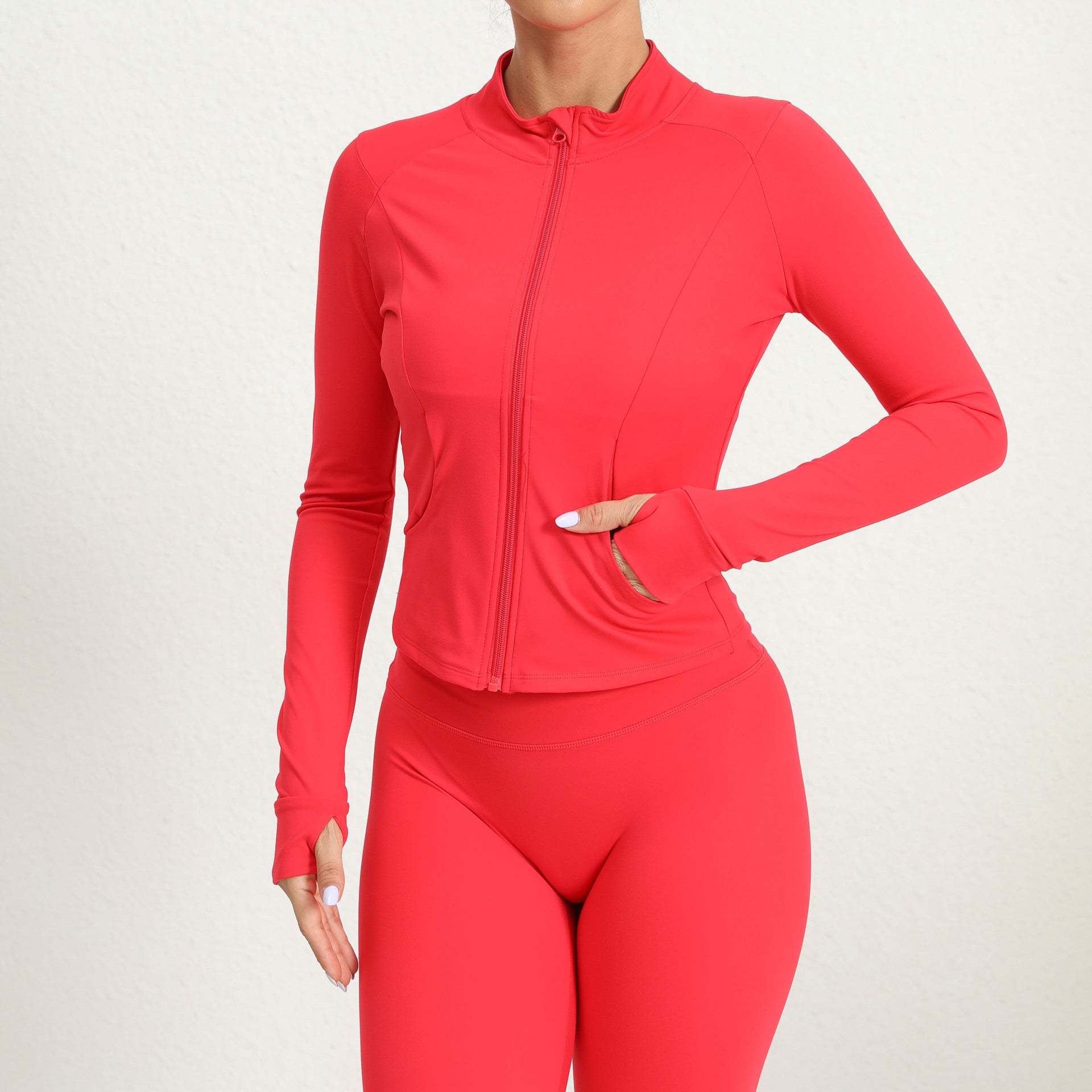 Outdoor Running Yoga Jacket for Women | Zip-Up High Neck Quick-Dry Long Sleeve Top
