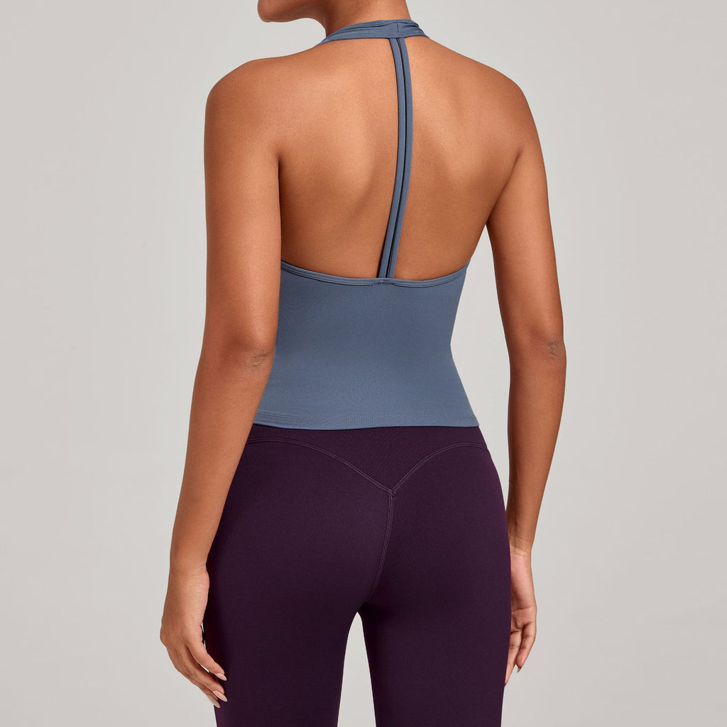 V-Neck Slim Fit Cross Back Yoga Tank | Quick-Dry Running & Fitness Sports Vest
