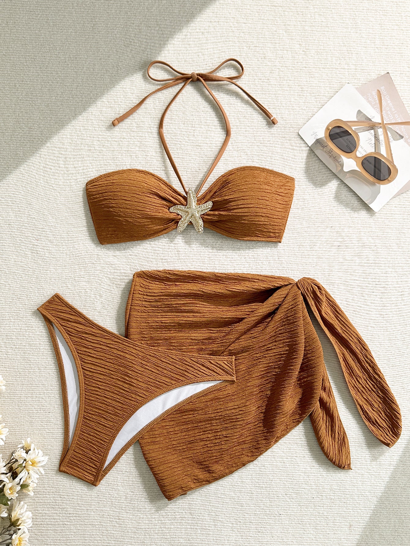 2026 Sexy Solid Color Bikini | Three-Piece Split Swimwear Set for Women