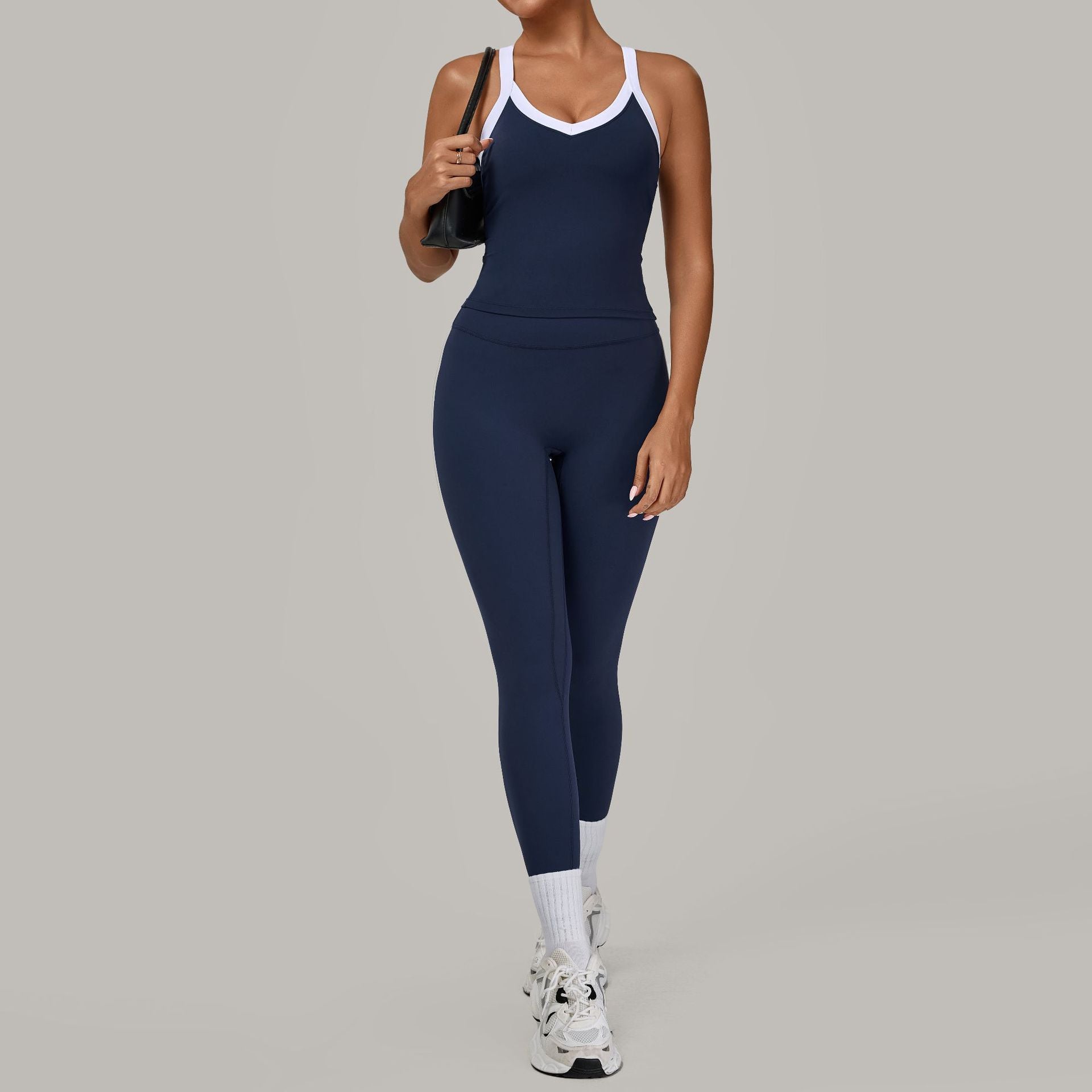 Contrast Trim Yoga Set for Women | Second-Skin Compression Fitness Outfit 3230+4601