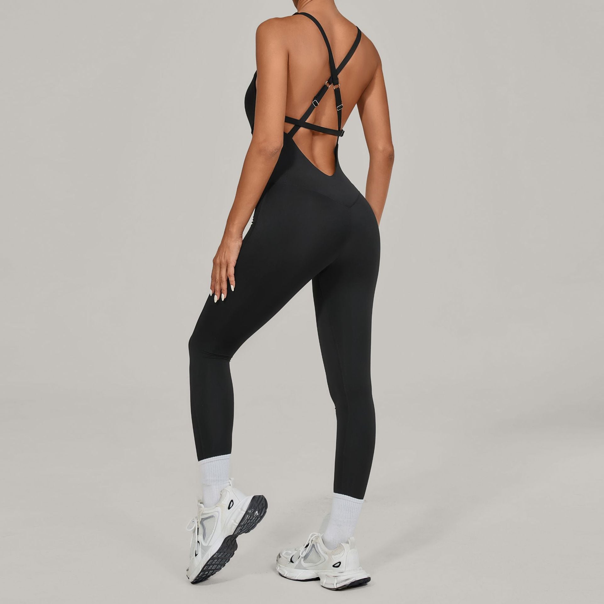 Adjustable Strap Yoga Jumpsuit Dance Backless Tight Fitness Wear