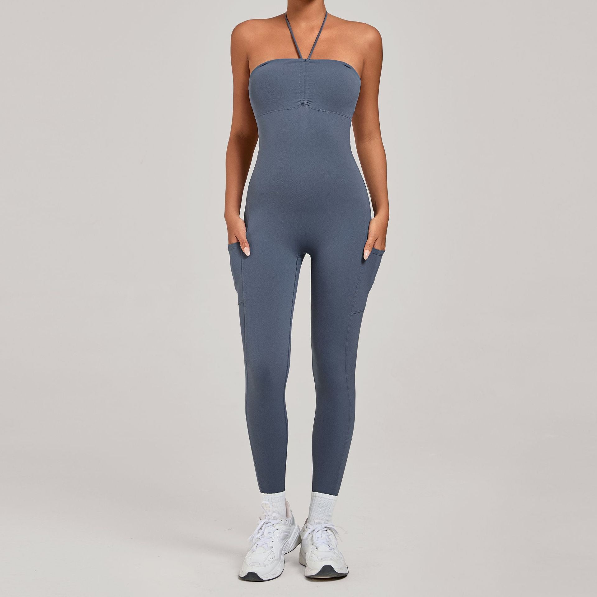 Multi-Way Wear Running Fitness Jumpsuit Side Pocket Yoga One-Piece