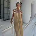 2026 Spring Tie Up Off Shoulder Halter Neck Loose Beach Vacation Dress