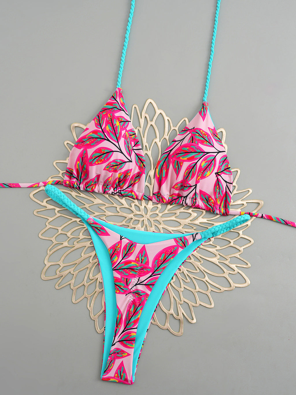 2026 Halter Tie Triangle Bikini | Floral Sexy Beach Hot Spring Swimwear for Women