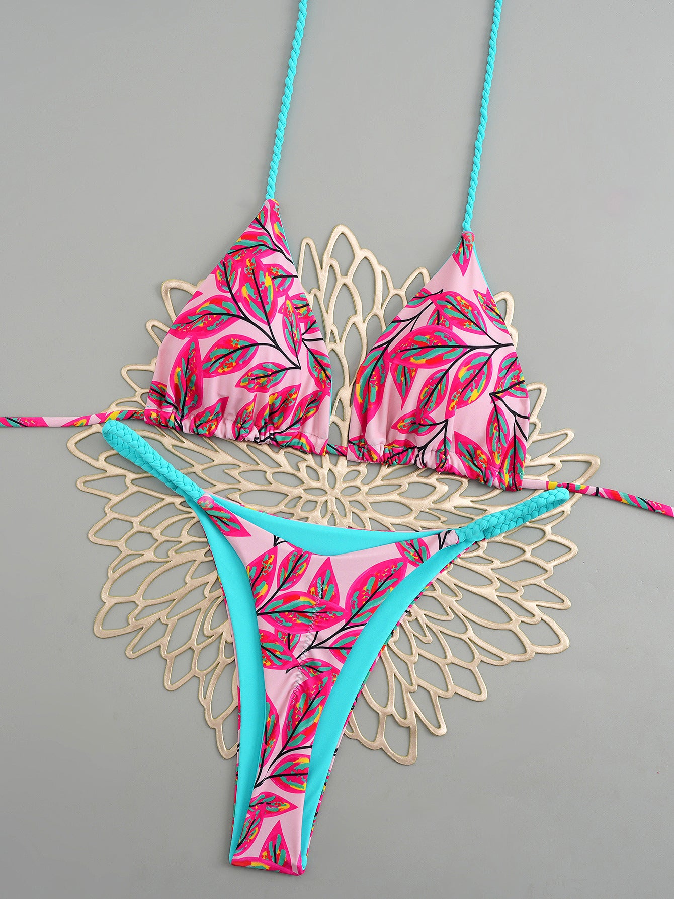 2026 Halter Tie Triangle Bikini | Floral Sexy Beach Hot Spring Swimwear for Women