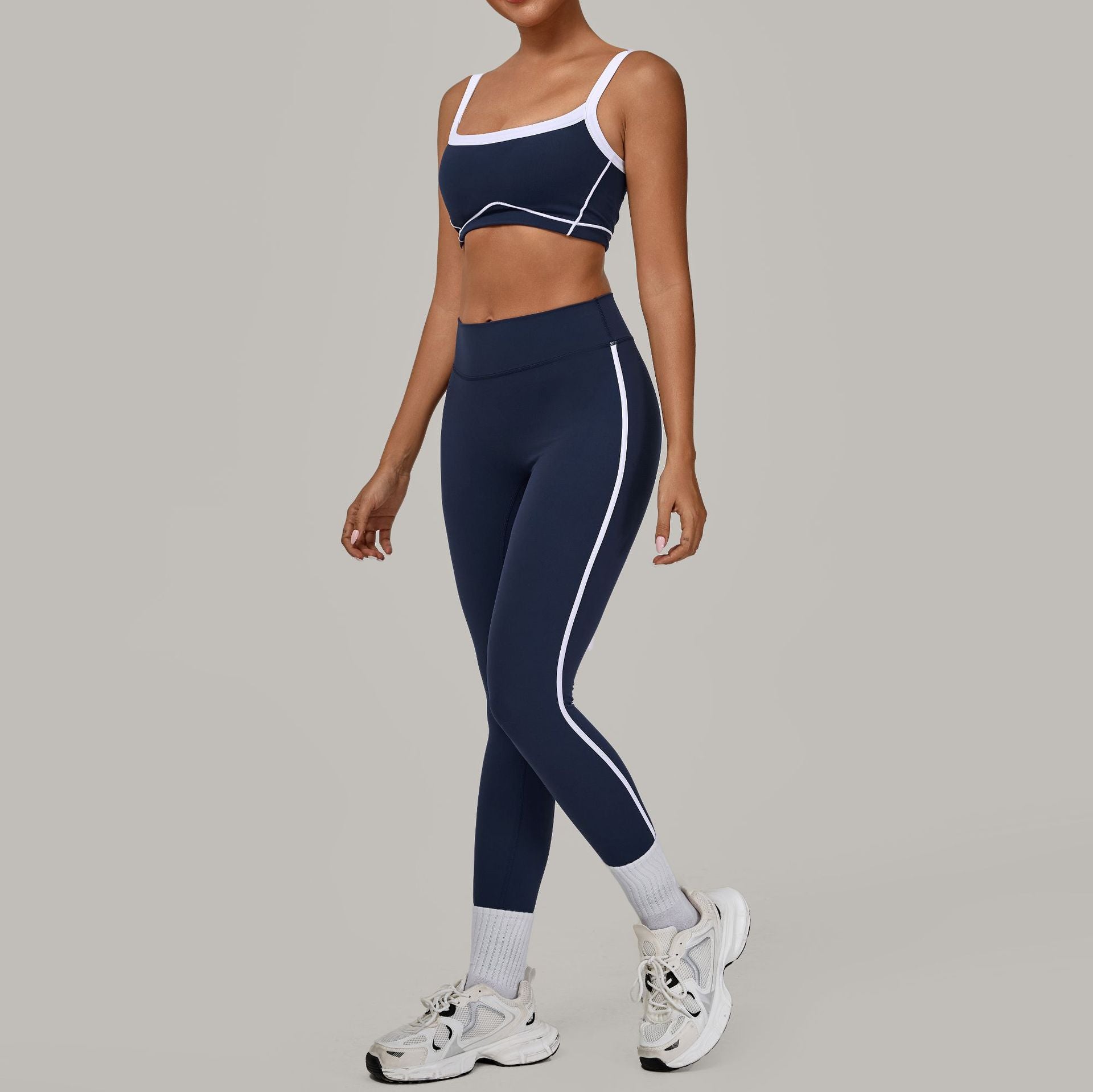 Color Block Patchwork Yoga Set | Slimming Outdoor Running Fitness Two-Piece