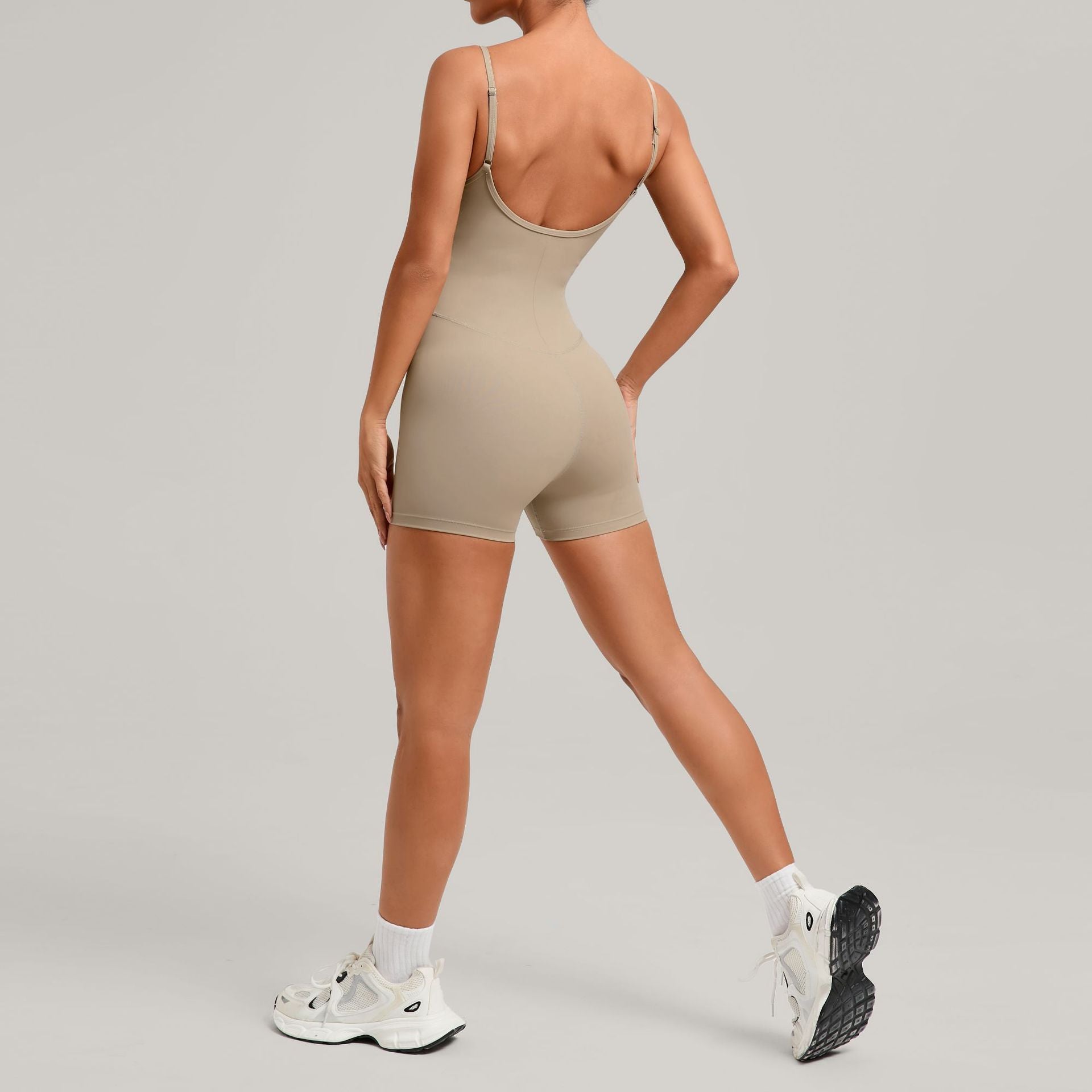 Deep Backless Yoga Jumpsuit Adjustable Straps Tight Fitness One-Piece
