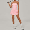 Sleeveless Patchwork Bubble Hem Dress | Breathable Tennis Golf Dress with Built-In Shorts