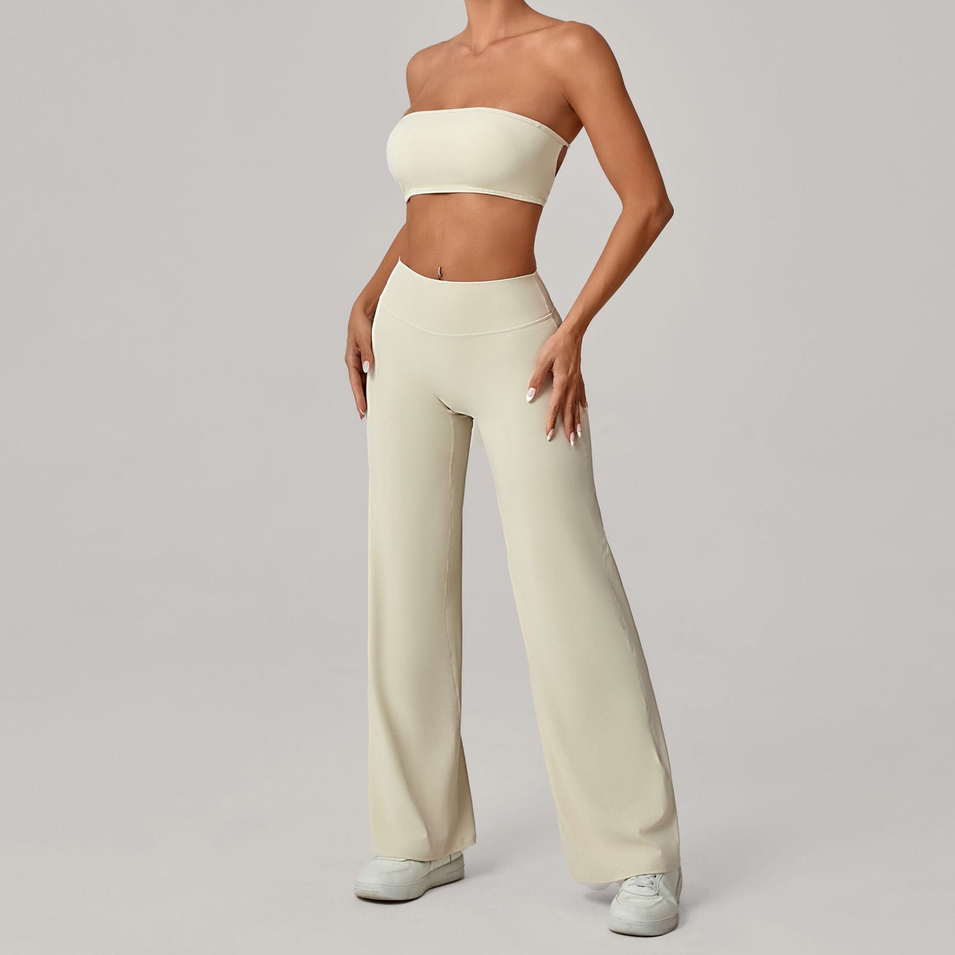 Second-Skin Bandeau Cross Back Yoga Set | Outdoor Running Fitness Two-Piece