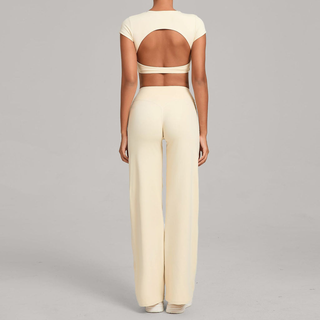 Backless Slim Fit Yoga Set | Quick-Dry Straight-Leg Pants Running & Training Two-Piece