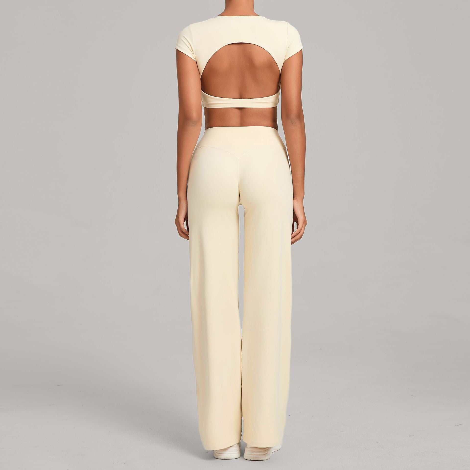 Backless Slim Fit Yoga Set | Quick-Dry Straight-Leg Pants Running & Training Two-Piece