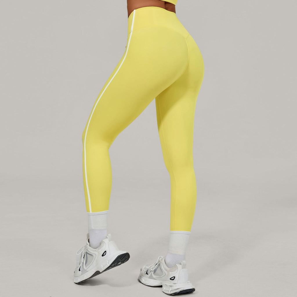High-Waist Invisible Ruched Yoga Leggings | Color Block Naked-Feel Fitness Pants