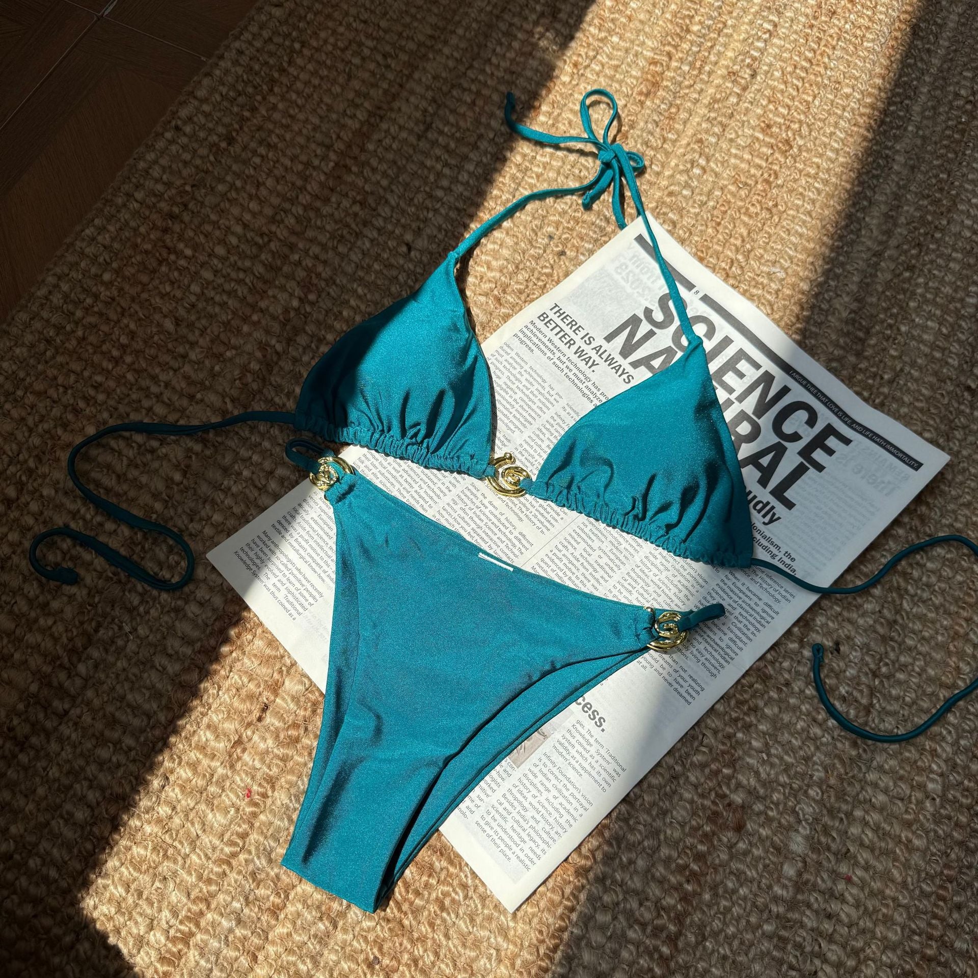 2026 Solid Color Shell Petal Push Up Bikini Set Sexy Two Piece Split Swimsuit