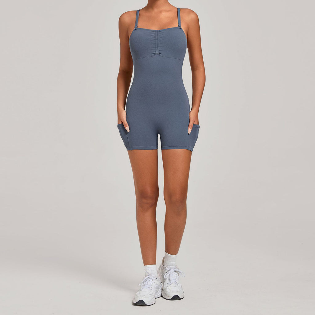 Multi-Way Wear Yoga Jumpsuit Side Pocket Running Fitness Bodysuit