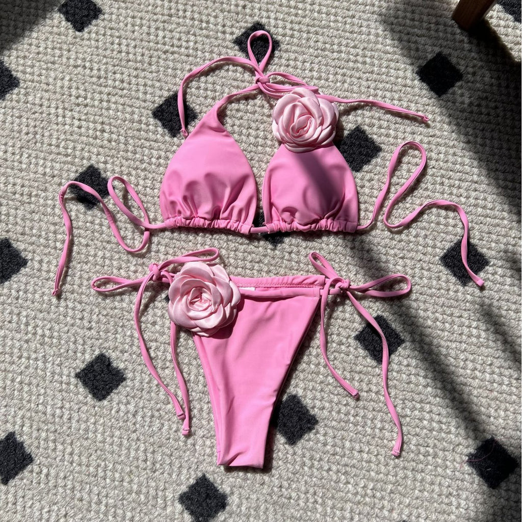 2026 Summer Sexy Embroidered Gradient Bikini Set Three Piece Beach Swimsuit