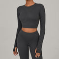 Seamless Patchwork Long Sleeve Yoga Top | Autumn Winter High-Impact Fitness Wear