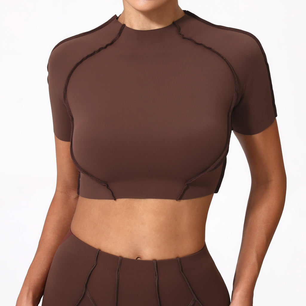 3D Seam Sculpting Yoga Tee｜Slim-Fit No-Bra High-Stretch Lightweight Fitness Top