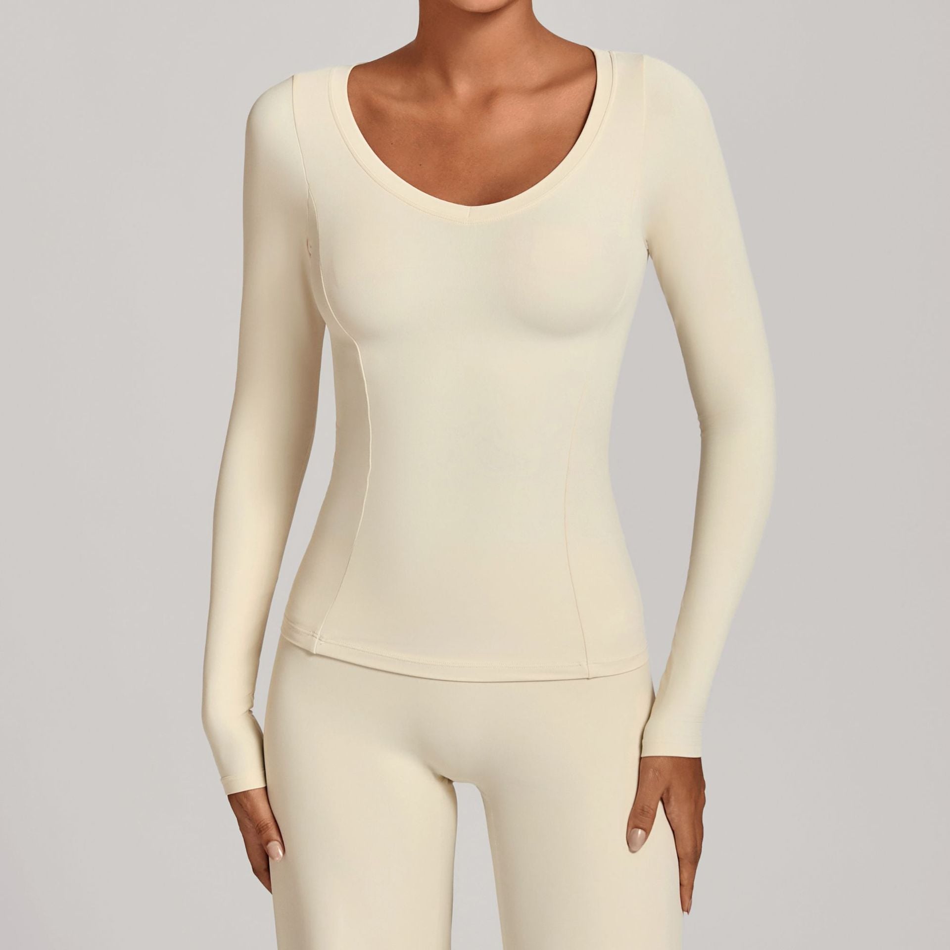 V-Neck Long Sleeve Yoga Jacket | Fall Winter Running & Casual Fitness Top
