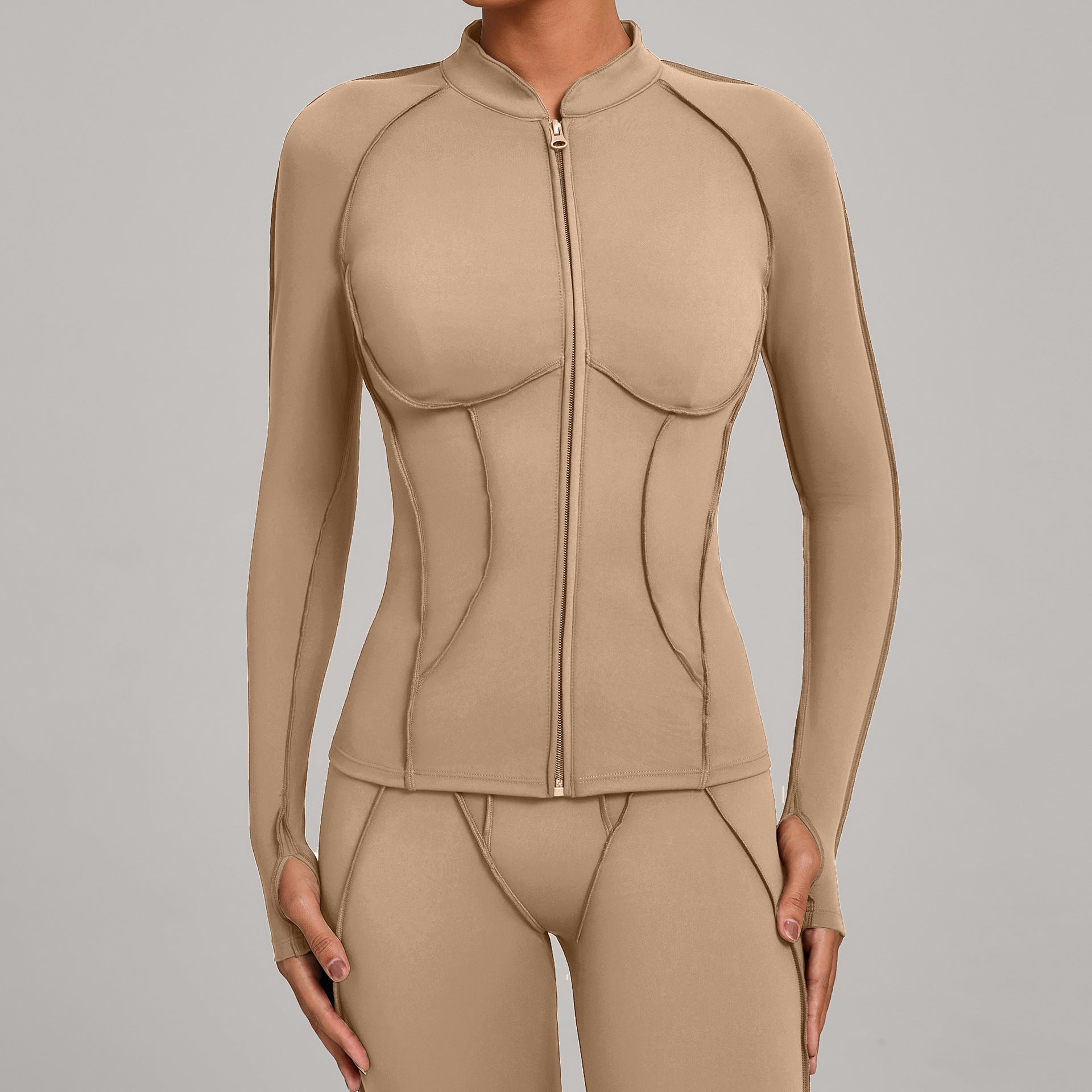 High Neck Zip-Up Long Sleeve Yoga Jacket | Slim Fit Quick-Dry Fitness Outerwear
