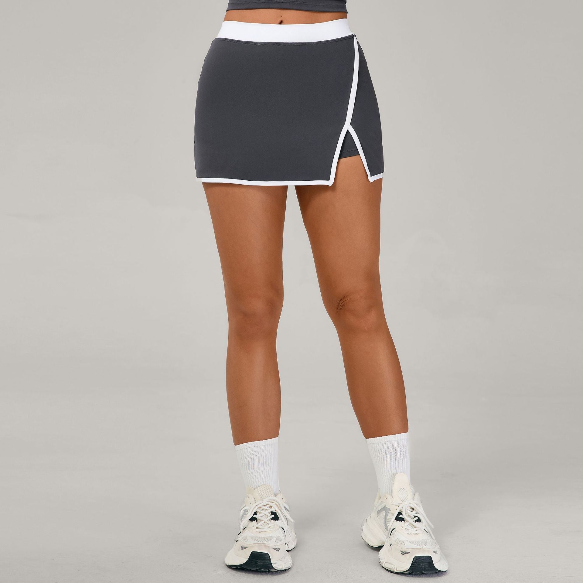 Color Block Slit Sports Skirt for Women | Slim Fit Anti-Exposure Yoga Tennis Skirt
