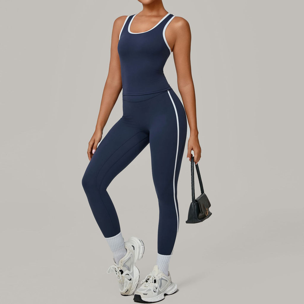 Contrast Patchwork Sports Set | Second-Skin Compression Running Yoga Outfit