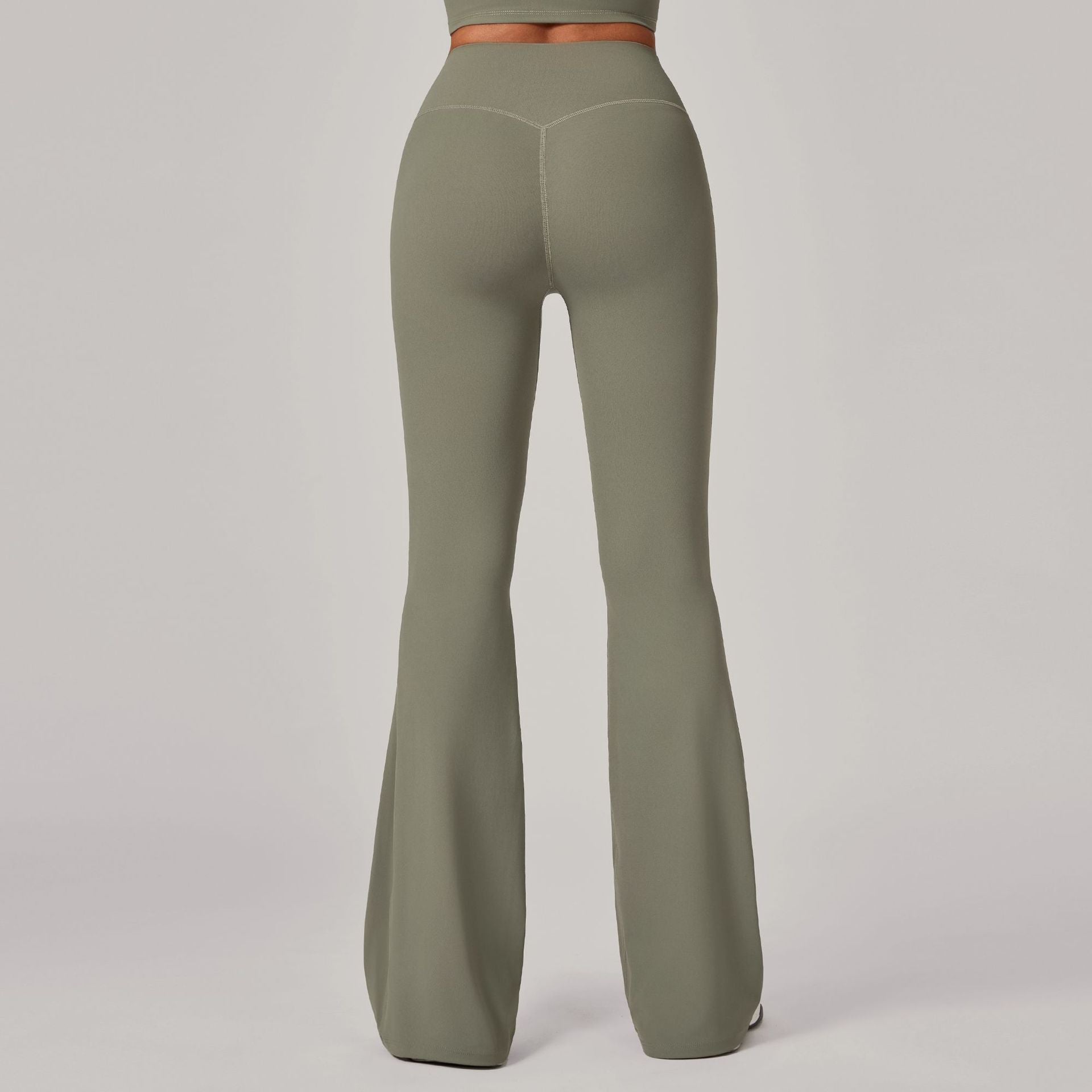 Invisible Ruched Yoga Flare Pants | High-Waist Booty-Lift Wide-Leg Fitness Trousers