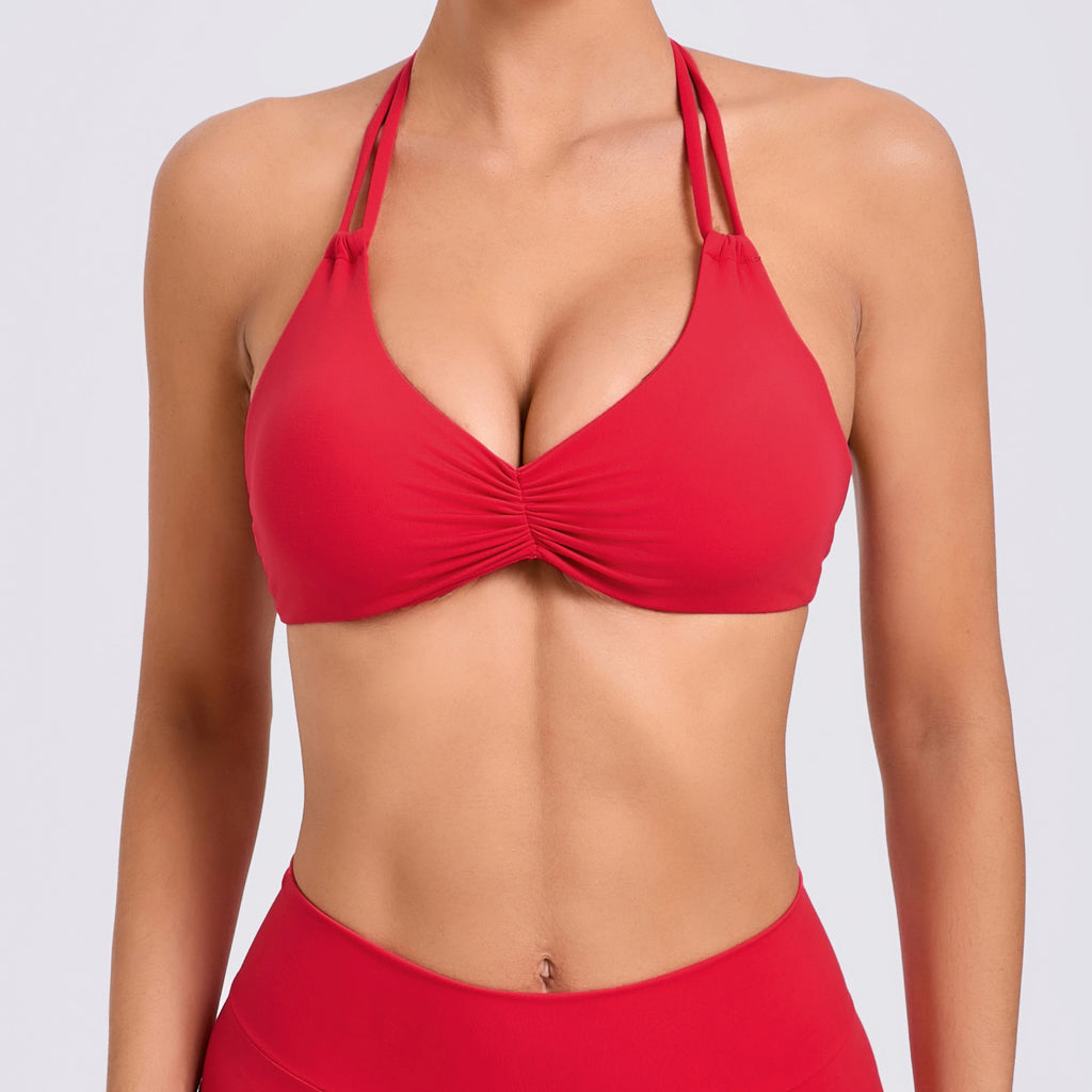 Adjustable Halter Cross Back Yoga Tank | Quick-Dry Compression Fitness Bra Top