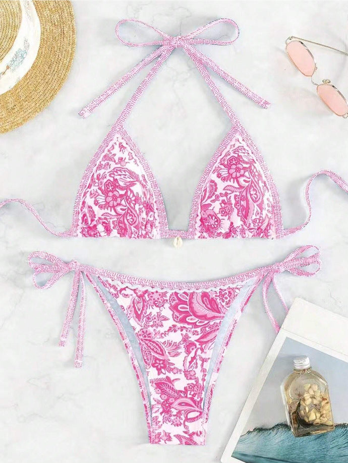 Printed Sexy Bikini | Handmade Shell Tie Beach Swimwear